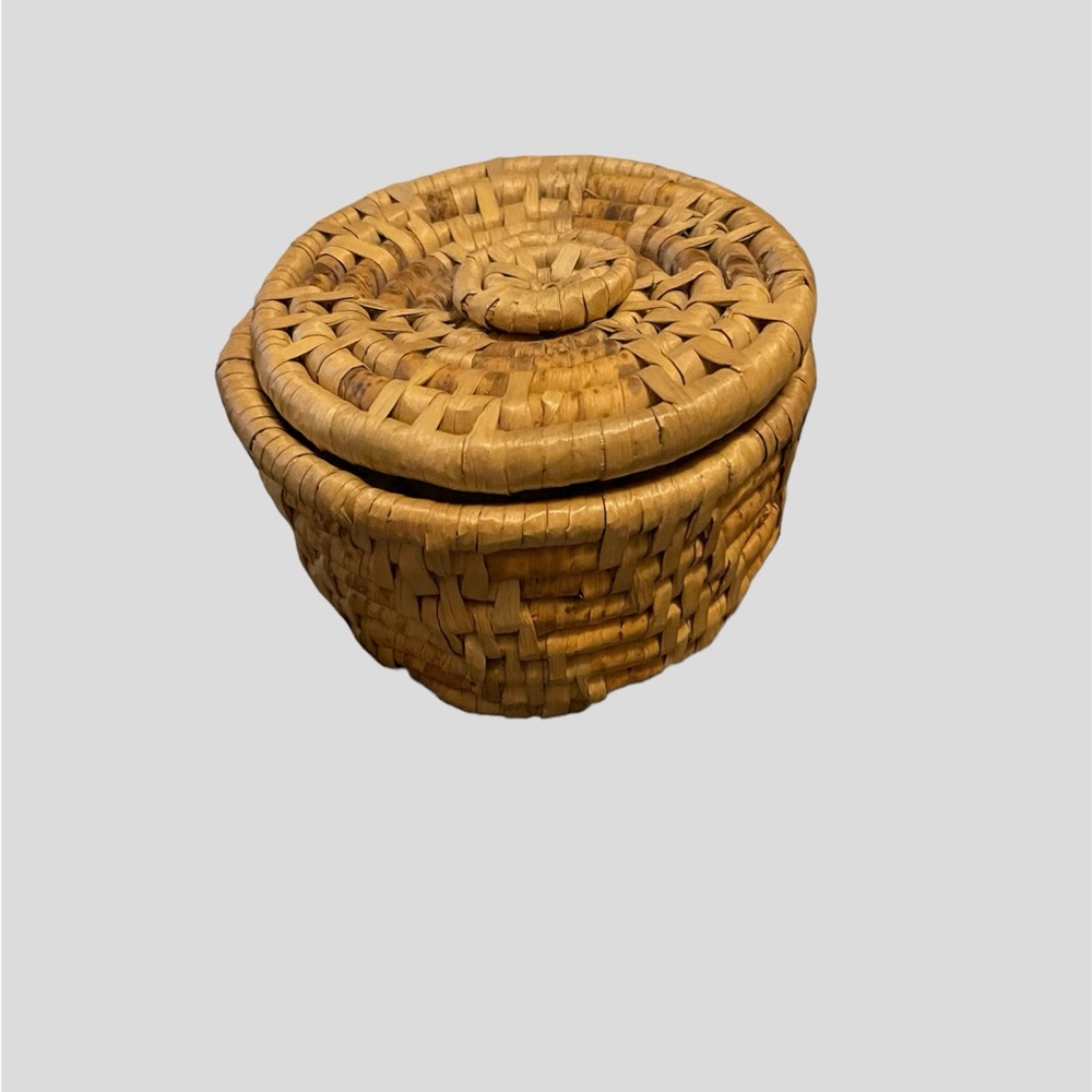 Vintage Round Rattan coaster set - Picture 3 of 8
